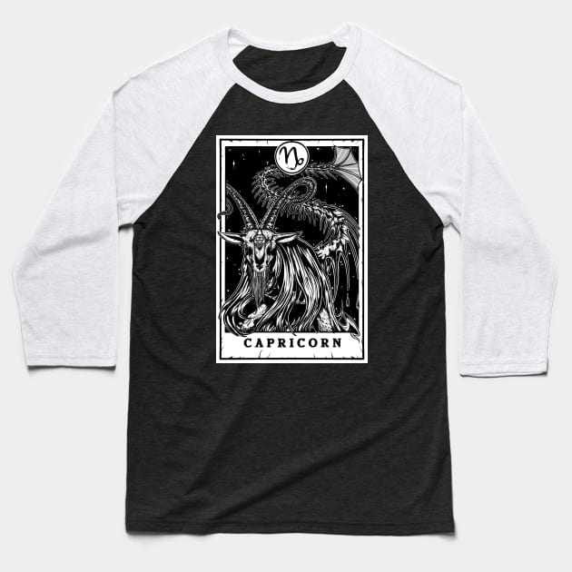 Capricorn Zodiac Tarot Baseball T-Shirt by Scottconnick